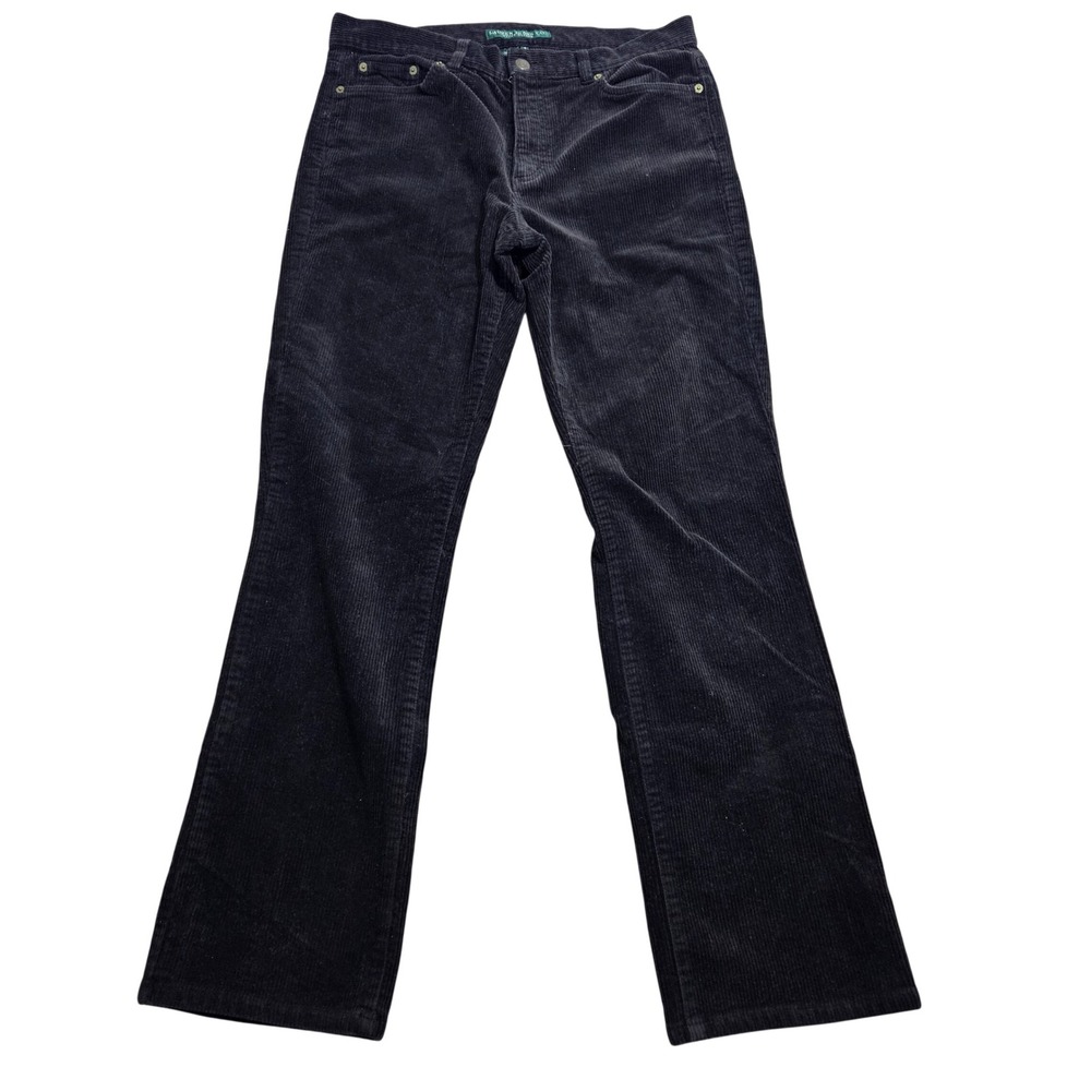 Lauren Jeans Co. Vintage Corduroy Pants 10 Black Classic Straight Leg
